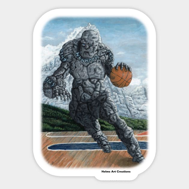 Rock Golem Playing Basketball Sticker by Helms Art Creations